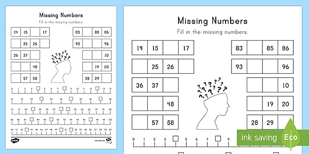 Numbers To 100 Missing Numbers