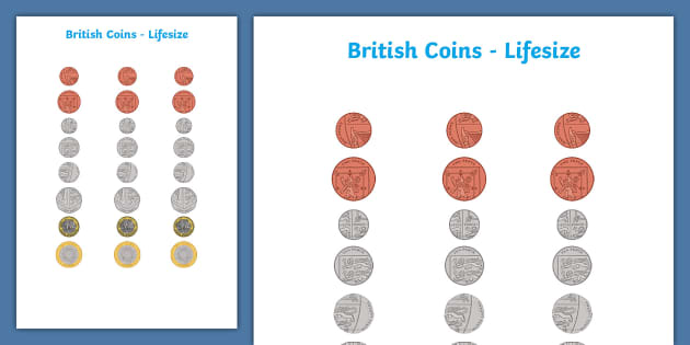 British Lifesize Role Play Coins - Primary Resource - Twinkl