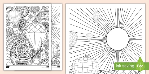 Hot Air Balloon Mindfulness Colouring Sheets - KS2 - Twinkl