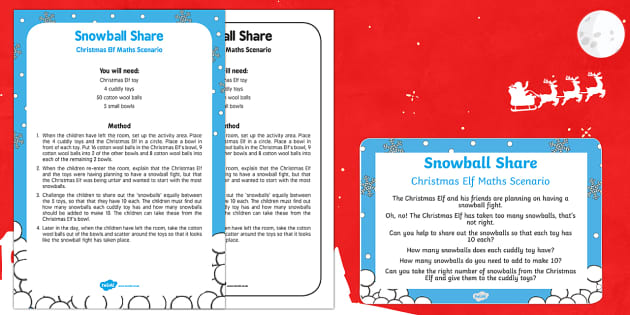 Snowball Share Christmas Maths Activity - Twinkl