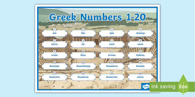 Greek Numbers 1-20 Display Poster (teacher made) - Twinkl