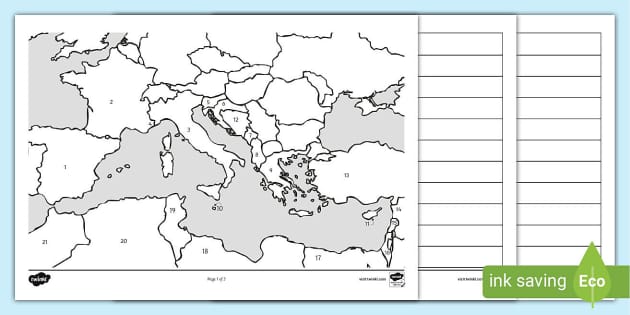 Free Mediterranean Sea Editable Map - Free PowerPoint Template