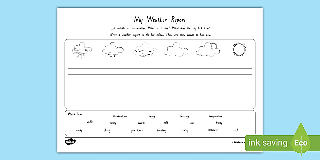 My Weather Report Worksheet (teacher made) - Twinkl