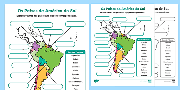 Atividade Nomear Os Países Da América Do Sul Twinkl 1872