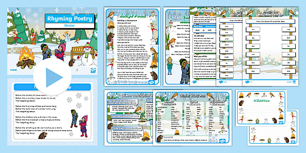 KS1 Poetry on Seasons: Winter Rhyming Poetry Activity Pack