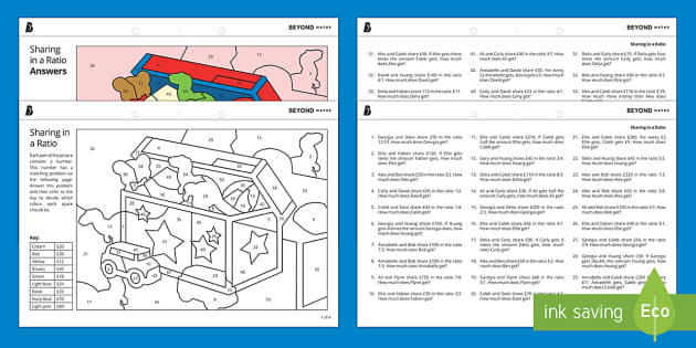 simplifying ratios color by number worksheet math twinkl