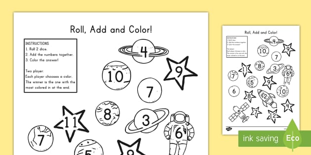 Roll Add Colour (Two Dice) Game :: Teacher Resources and Classroom