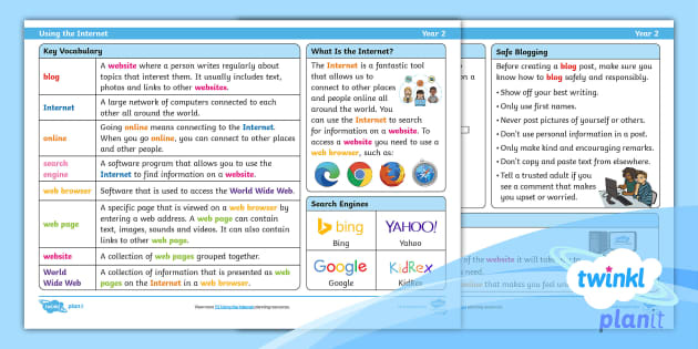 Computing: Using the Internet Year 2 Knowledge Organiser