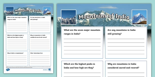 Mountains of India Fact File Template (teacher made)