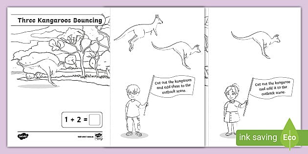 Three Kangaroos Bouncing Worksheets - Twinkl