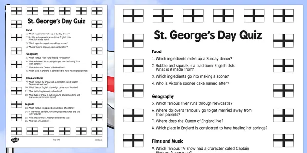 Care Home St George S Day Quiz Teacher Made