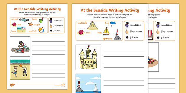 At the Seaside Early Writing Activities - Resources - Twinkl