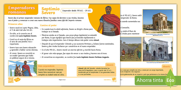 Hoja informativa: Septimio Severo - Emperadores romanos image