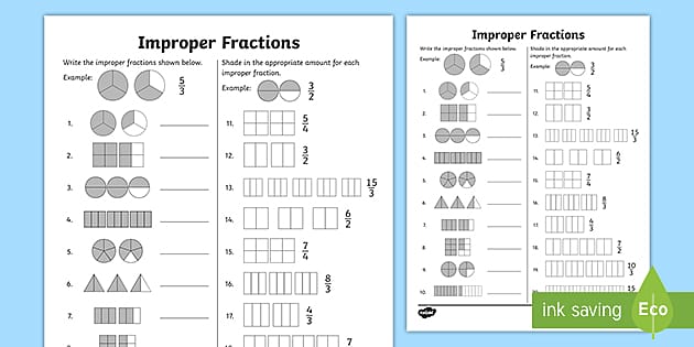 Improper Fractions Activity For 3rd 5th Grade Twinkl