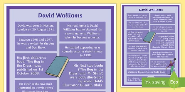 Cfe2 L 86 David Walliams Facts Display Poster Ver 3 