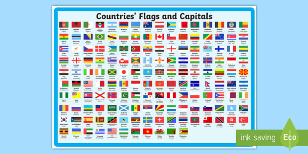 Flags and Capitals Display Poster - flag, country, world