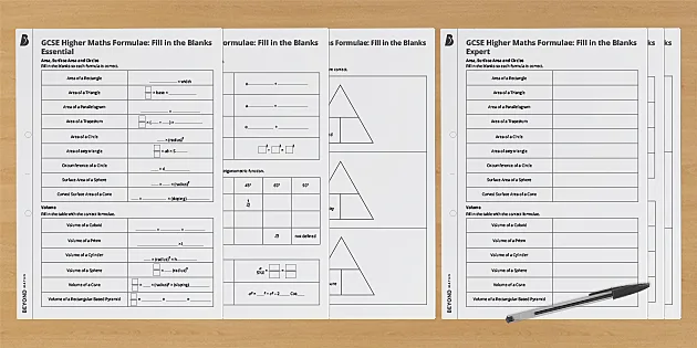 Gcse Higher Maths Formulae Activity Ks4 Maths Beyond