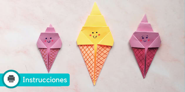 Manualidad: Cono de helado en origami - Twinkl Crafts