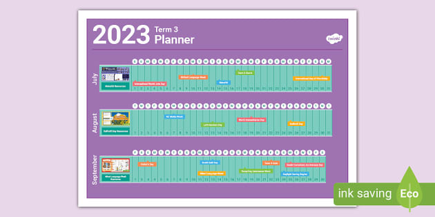 2023 New Zealand Term Three Events and Calendar Planner