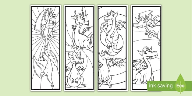 Dragon Colouring Bookmarks (teacher made) - Twinkl