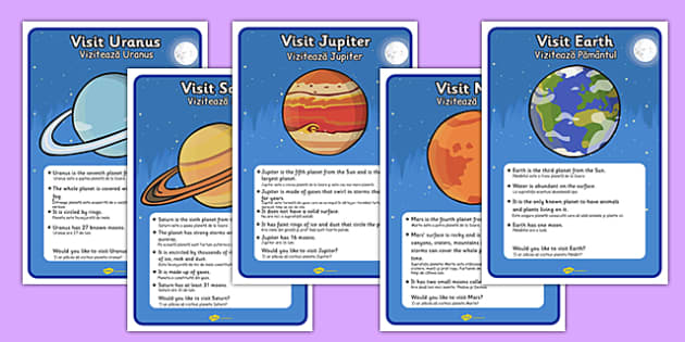 Space Travel Agents Role Play Destination Posters Romanian Translation