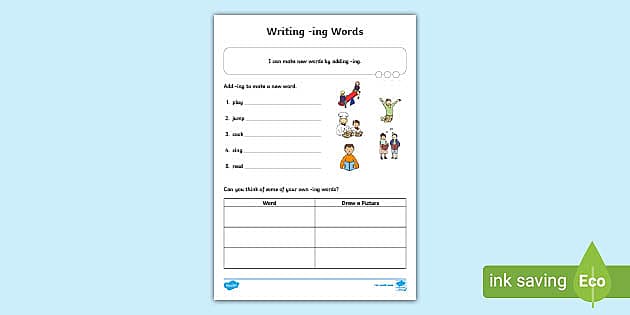 Adding ing Worksheet Grammar Words Application Twinkl