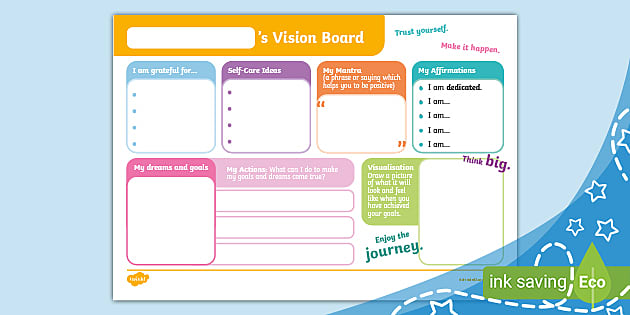 Vision Board Template, Editable PPT Template