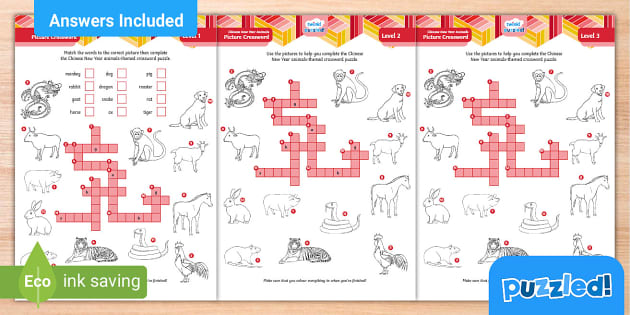Printable Chinese New Year Animals Crossword - Twinkl Puzzled