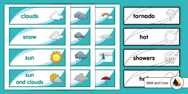 Weather Word Cards (teacher made) - Twinkl