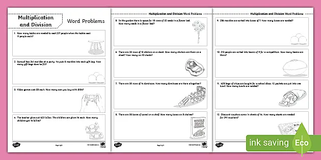 multiplication and division word problems pdf and google doc