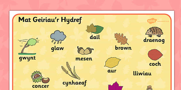 Autumn Word Mat Welsh Translation Teacher Made Twinkl