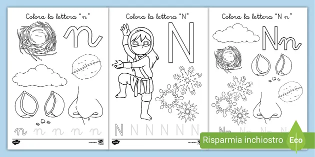Lettera N | Foglio da colorare (Teacher-Made) - Twinkl