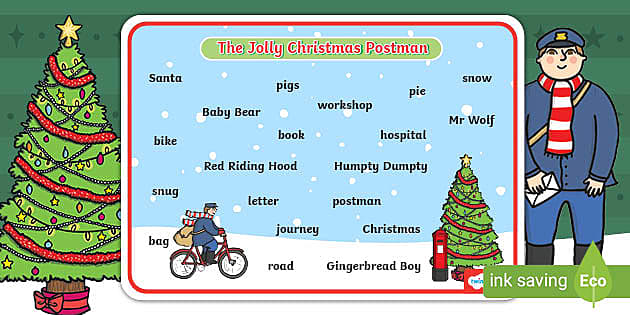 Word Mat to Support Teaching on The Jolly Christmas Postman