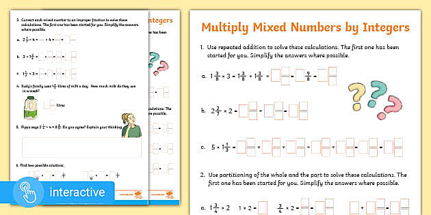 Multiply Mixed Numbers Multiply Mixed Numbers Printables