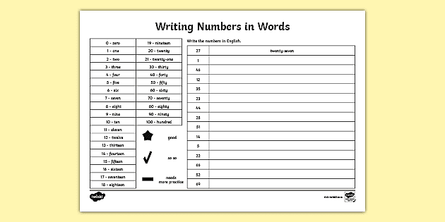 writing numbers in words worksheet teacher made