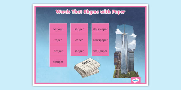Words That Rhyme with Paper Word Mat (teacher made) - Twinkl