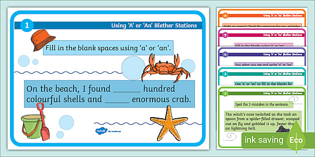 When to Use 'A' or 'An' - Useful Practice Cards for Kids