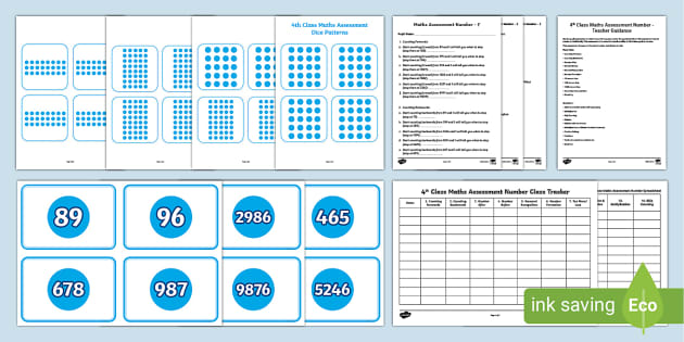 4th Class Baseline Assessment Number Pack (teacher made)