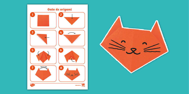 Interrupción He aprendido Redondear a la baja Origami paso a paso: Gato (profesor hizo) - Twinkl