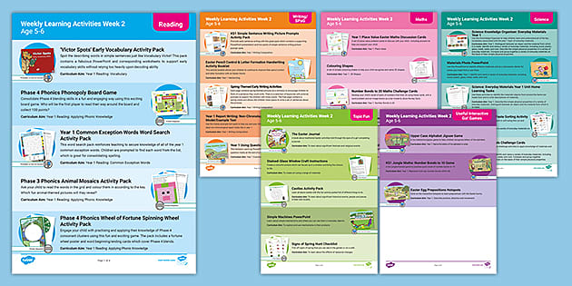 Weekly Learning Activities Pack Week 2 Age 5-6 - Twinkl