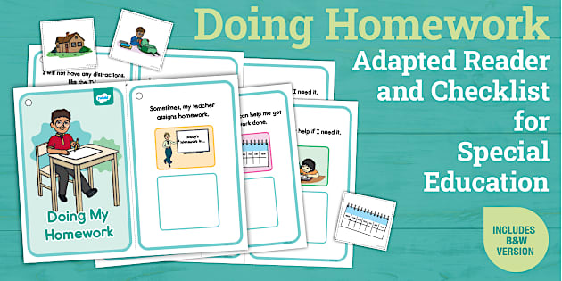 Doing Homework Adapted Reader and Checklist for Special Education