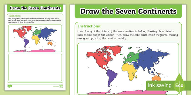 Seven Continents Map Drawing Activity l enseignant a fait