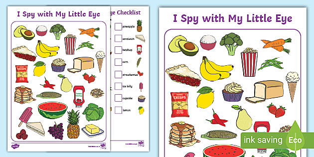 food themed i spy with my little eye activity teacher made