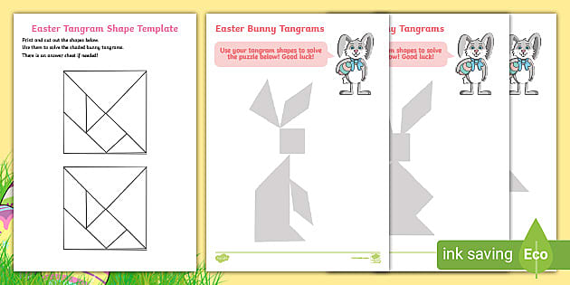 Tangram Rabbit Shape and Solution