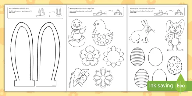 Easter Bonnet Ideas -Colouring Accessories (Black and White)