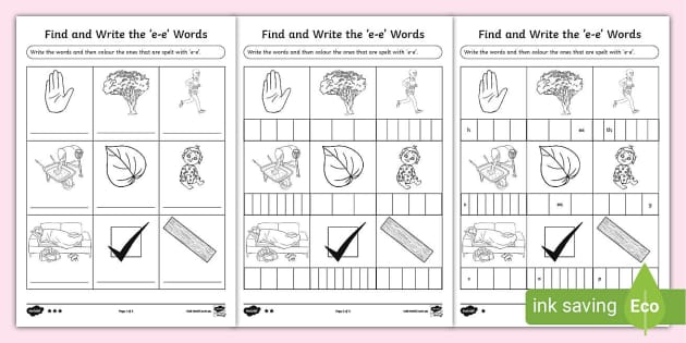 Find and Write the 'e-e' Words Differentiated Worksheets