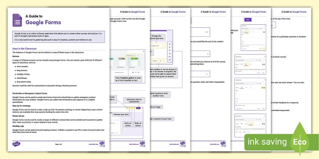 A Guide to Google Forms - Twinkl - Adult (teacher made)