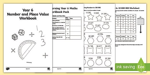 ks2 year 6 maths worksheets number place value workbook