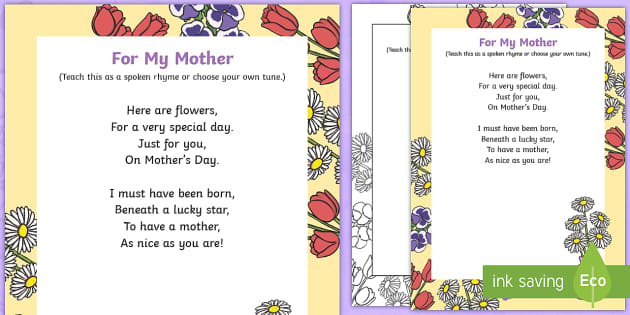 For My Mother | Mother’s Day Poem | Twinkl - Twinkl