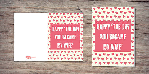 Happy 'You Became My Wife' Day Card | Twinkl Party - Twinkl